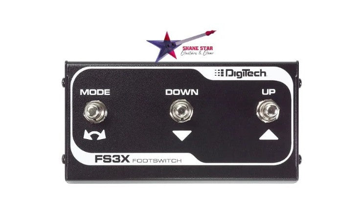 DigiTech FS3X (WATCHLIST OFFER) Footswitch + 10' Stereo TRS Cable Included Compact Durable 3 Button Metal Chassis Hands-free™ Control Over UP/DOWN Selection Of Models, Mode Changes, Loop Selection, Auto START/STOPS & Record