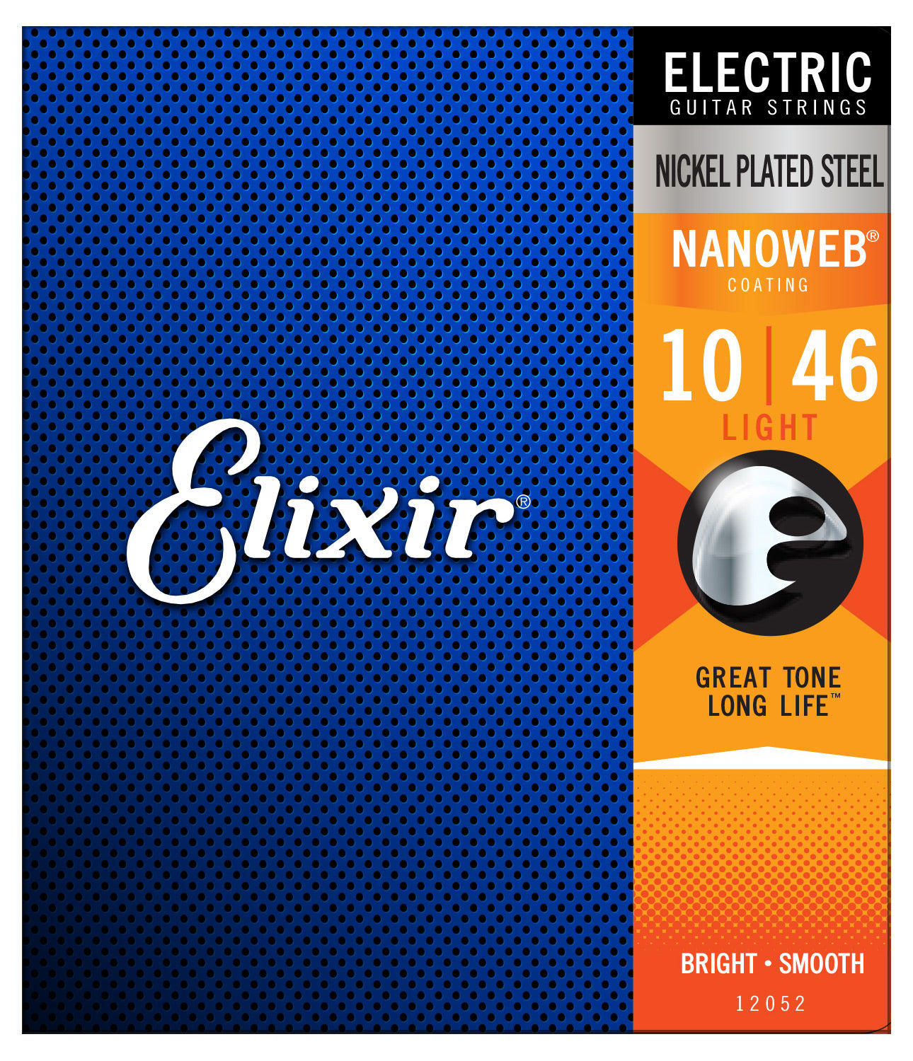 Elixir 12052 Nanoweb Light 10-46 SMOOTH FEEL, BRIGHT TONE Nickel Plated Steel Electric Guitar Strings