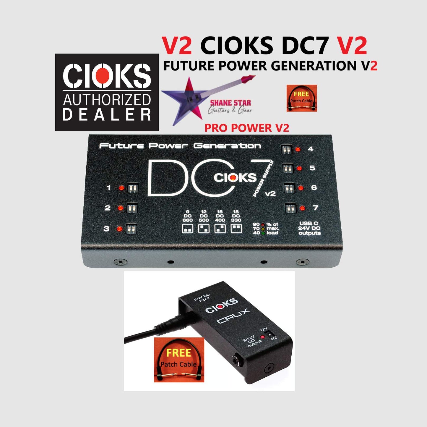 CIOKS DC7 V2+CRUX BUNDLE⚡Power Your Pedals & Quad Cortex, Line 6 & Other FX Processors!