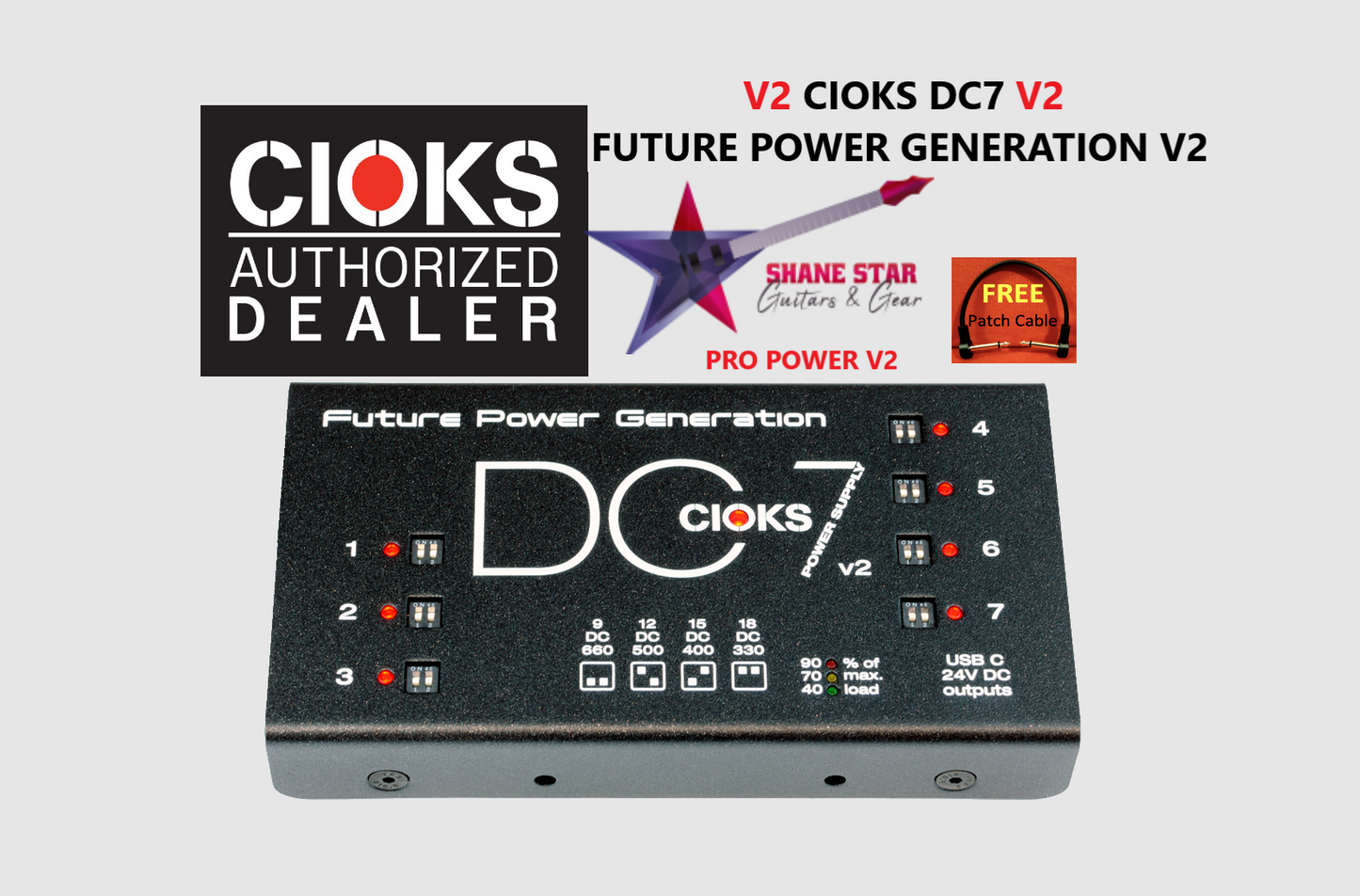 CIOKS DC7 V2⚡Power All Your Pedals+High-Current FX & Devices Like Line6 HX Series & Neural DSP Quad Cortex+New 5-Volt USB-C Port