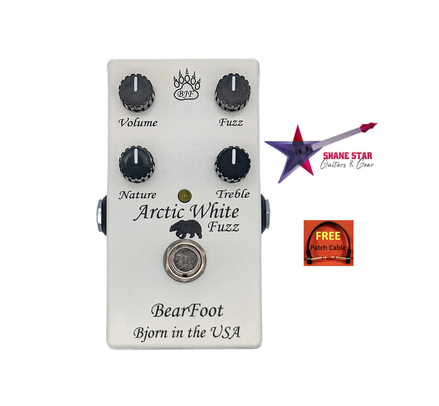 Bearfoot FX Arctic White Fuzz V2 Bjorn Juhl Design, Pedalboard Friendly Silicon Fuzz!