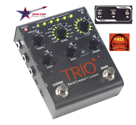 DigiTech TRIO Plus & 3 Button Footswitch(WATCHLIST OFFER)Band Creator Generates Bass & Drum Parts That Match Your Song With 12 Music Genres, 12 Song styles, 5 Different Song Parts + Built-In Guitar Effects!