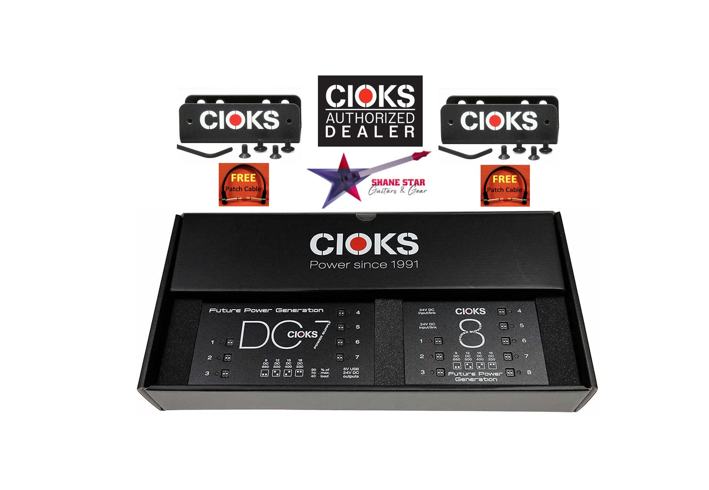 CIOKS SuperPower Bundle DC7+8+2GRIP(WATCHLIST OFFER) GRIP=Brackets For Mounting To Pedaltrain Pedalboards!