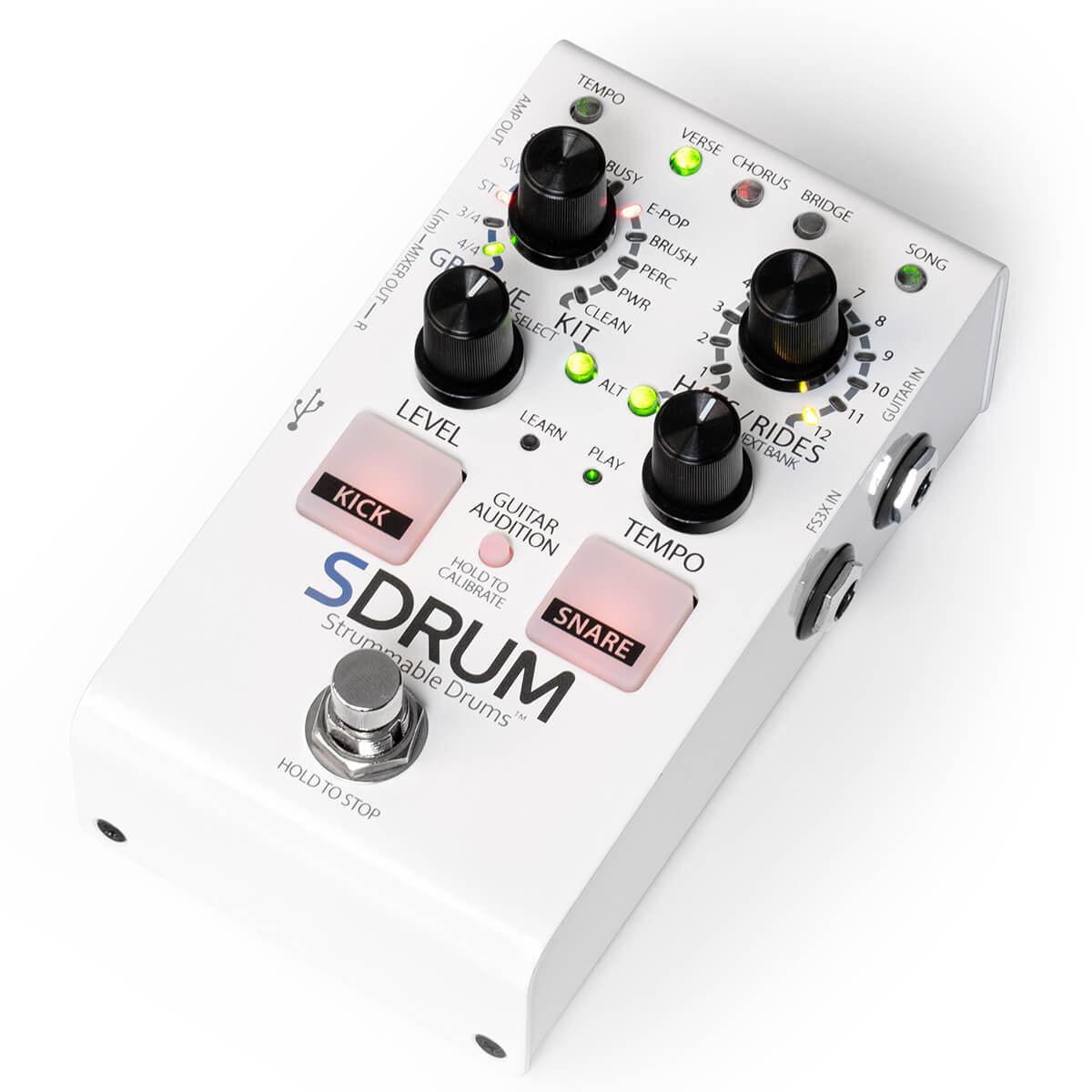 DigiTech SDRUM+3 Button Footswitch(WATCHLIST OFFER)Strummable Drums BeatScratch™ Technology, 5 Different Kits, Various Groove Styles & Time Signatures