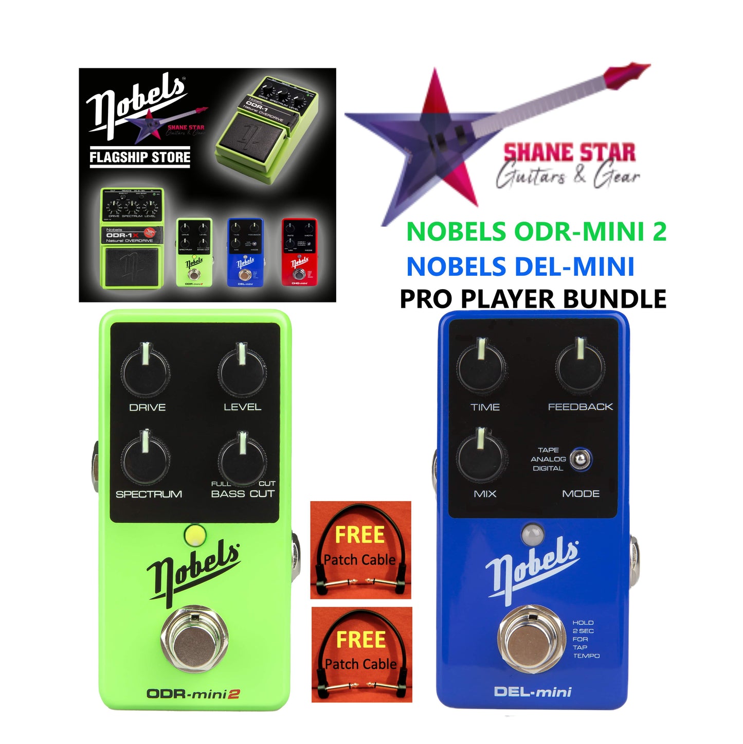 NOBELS PRO PLAYER BUNDLE(WATCHLIST OFFER)ODR-MINI 2 + DEL-MINI⚡Natural Overdrive+Stereo Tape, Analog, Digital Delay With Tap Tempo!