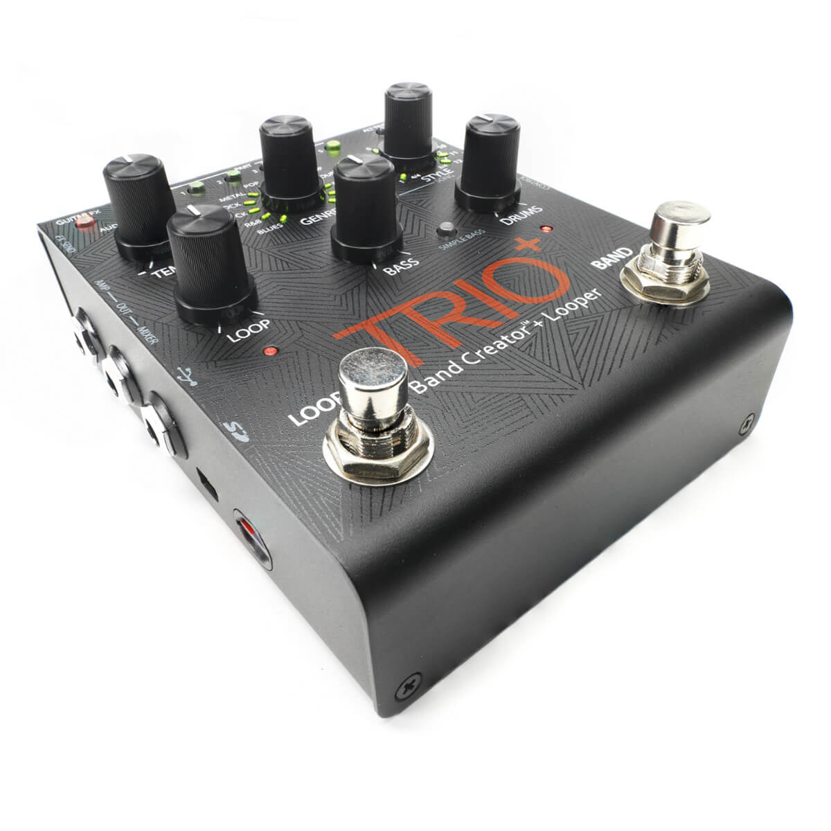 DigiTech TRIO Plus Band Creator Generates Bass & Drum Parts That Match Your Song With 12 Music Genres, 12 Song styles, 5 Different Song Parts + Built-In Guitar Effects!