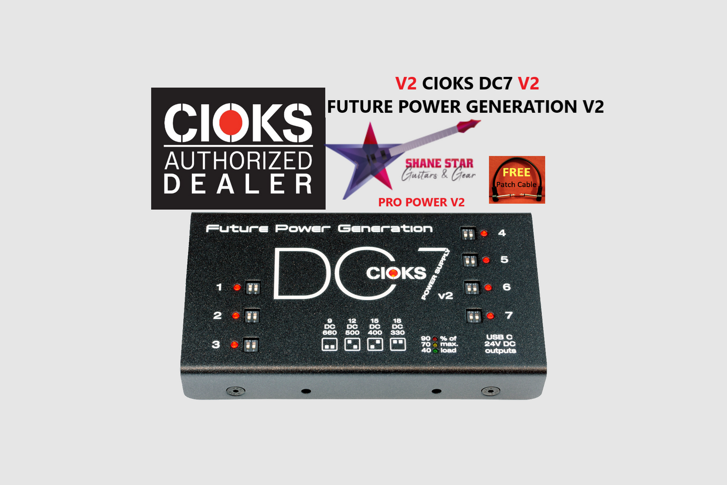 CIOKS DC7 V2⚡Power All Your Pedals+High-Current FX & Devices Like Line6 HX Series & Neural DSP Quad Cortex+New 5-Volt USB-C Port