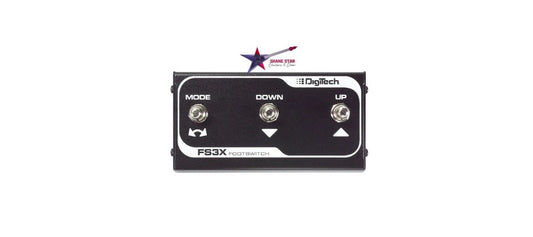 DigiTech FS3X (WATCHLIST OFFER) Footswitch + 10' Stereo TRS Cable Included Compact Durable 3 Button Metal Chassis Hands-free™ Control Over UP/DOWN Selection Of Models, Mode Changes, Loop Selection, Auto START/STOPS & Record