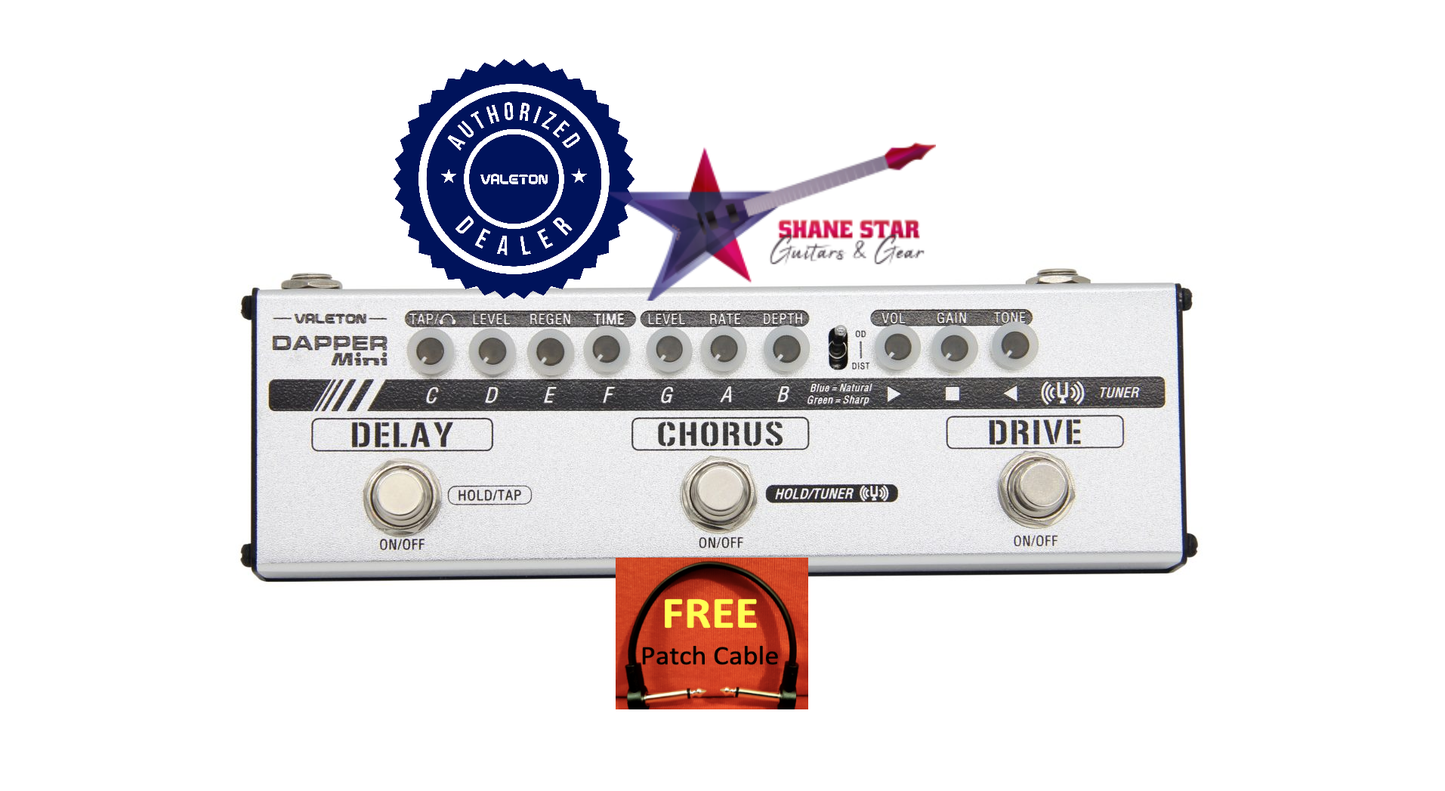 Valeton MES-1 Dapper Mini Multi Effects Strip Includes Tuner, Drive, Chorus, Delay, Headphone Jack With Cab Sim