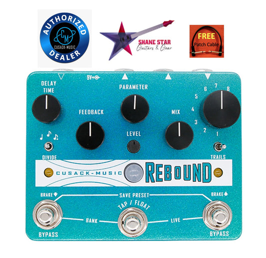 Cusack Music ReBound Multi-Program Delay(WATCHLIST OFFER) Mod, Digi-Pong, Tape, Dual, Reverse, Ducking, Pitch, Space+Tap Tempo, Float & Brake!