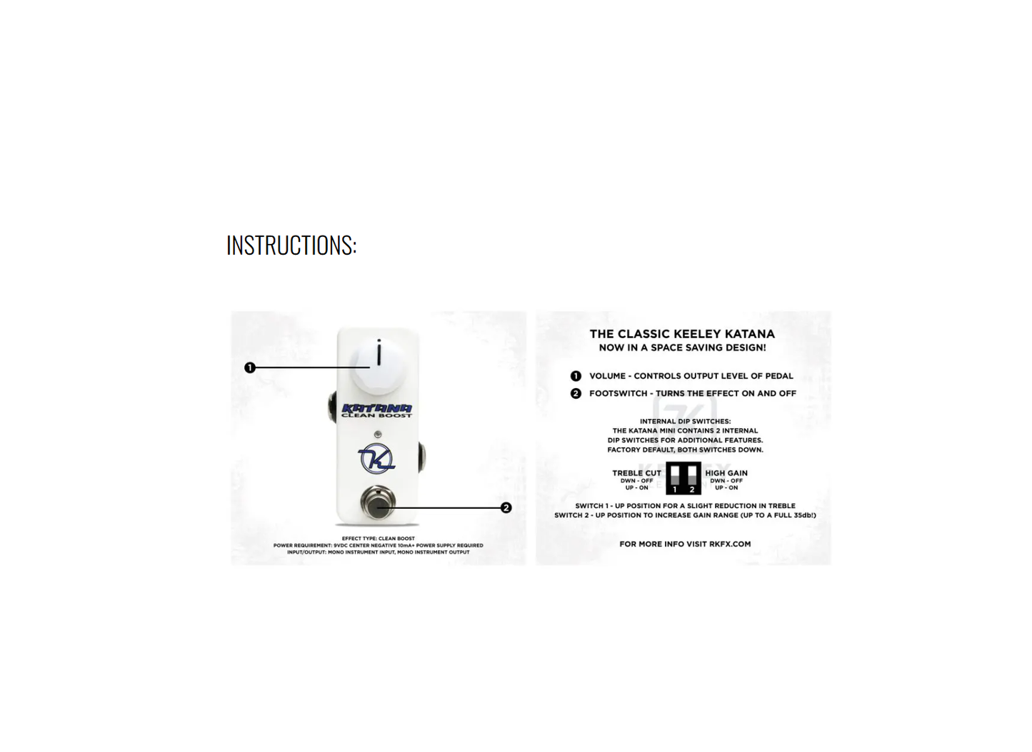 Keeley Mini Katana Clean Boost 4 Mode Booster! With The Dual Micro Switches