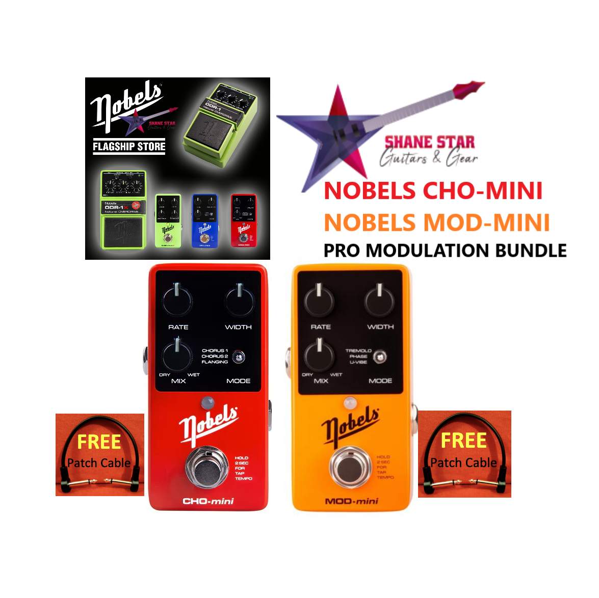 Nobels CHO-MINI + MOD-MINI Bundle(WATCHLIST OFFER)Stereo, Tap Tempo, Phaser, Flanger, U-Vibe, Chorus, Tremolo!