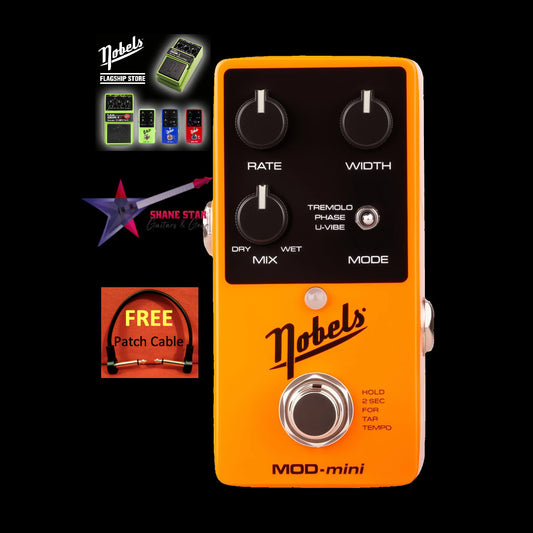 Nobels MOD-mini WATCHLIST OFFER Tremolo Phaser & U-Vibe + Tap Tempo, Mono Or Wide Stereo Spread