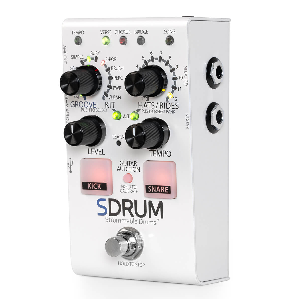 DigiTech SDRUM+3 Button Footswitch(WATCHLIST OFFER)Strummable Drums BeatScratch™ Technology, 5 Different Kits, Various Groove Styles & Time Signatures