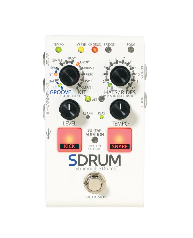 DigiTech SDRUM+3 Button Footswitch(WATCHLIST OFFER)Strummable Drums BeatScratch™ Technology, 5 Different Kits, Various Groove Styles & Time Signatures