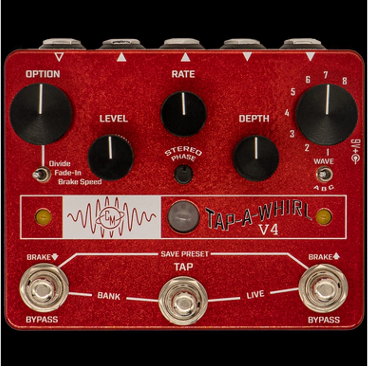 Cusack Tap-A-Whirl V4! (WATCHLIST OFFER) Tap Tempo Tremolo! 24 Waveforms, Full Stereo Signal Path, Digital Presets, Speed Brake, Phase Control!