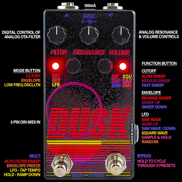 Filter Pedal! Dr Scientist Dusk Filter Pedal Digitally Controlled Analog Filter Has 3 Filter Modes+6 LFO Waveforms