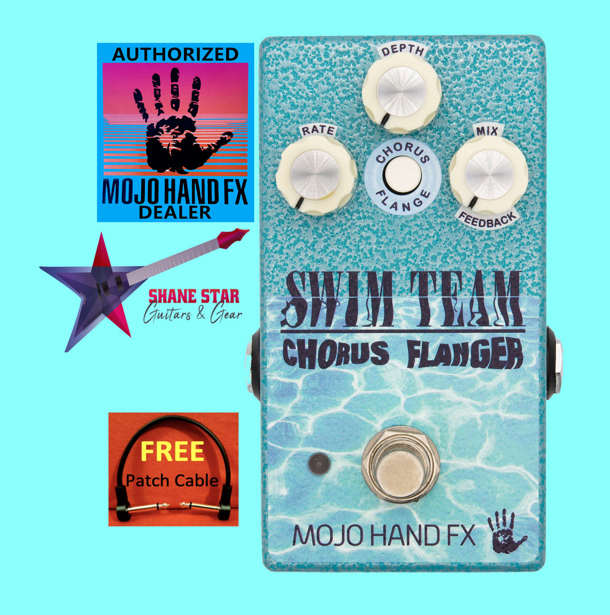Mojo Hand FX SWIM TEAM🏊‍♂️Chorus/Flanger Pedal! Quad Chorus Design+Flanger,Push Button Select"Swimmy SoundFX"